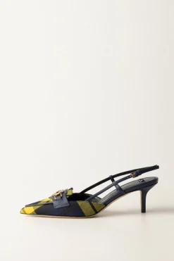 Elisabetta Franchi Slingback In Tartan con MorsettoNAVY/MIMOSA