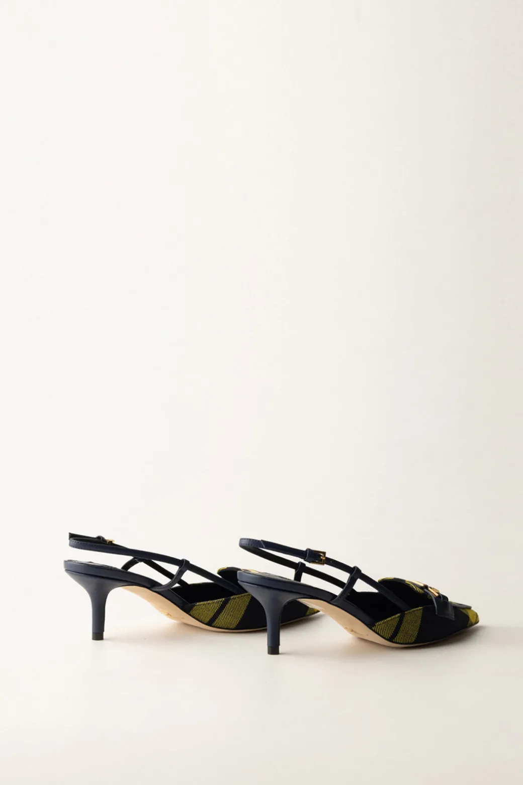 Elisabetta Franchi Slingback In Tartan con MorsettoNAVY/MIMOSA