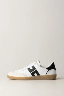 Elisabetta Franchi Sneakers In Pelle con Logo a ContrastoAVORIO/NERO