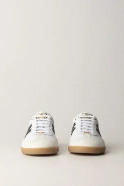 Elisabetta Franchi Sneakers In Pelle con Logo a ContrastoAVORIO/NERO