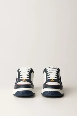 Elisabetta Franchi Sneakers In Pelle con Logo Doppia CNAVY/AVORIO