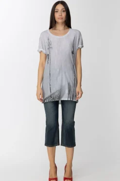 Elisabetta Franchi T Shirt Lunga con StampaGESSO