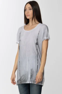 Elisabetta Franchi T Shirt Lunga con StampaGESSO