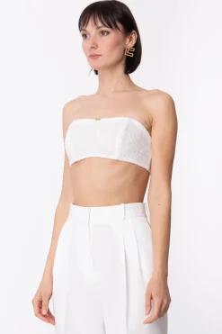 Elisabetta Franchi Top a Fascia In Full PaillettesAVORIO