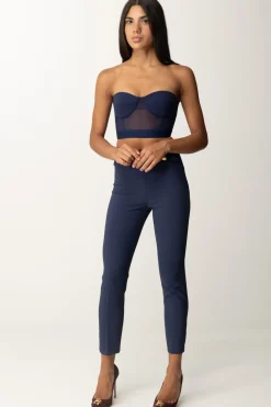Elisabetta Franchi Top a Balconcino con Tulle con ElasticoNAVY