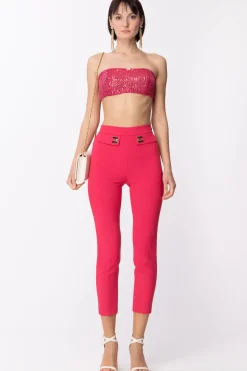 Elisabetta Franchi Top a Fascia In Full PaillettesFUXIA