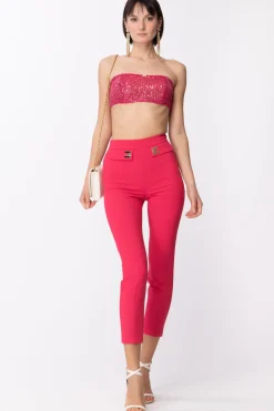 Elisabetta Franchi Top a Fascia In Full PaillettesFUXIA