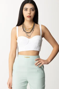 Elisabetta Franchi Top Bustier con CollanaAVORIO