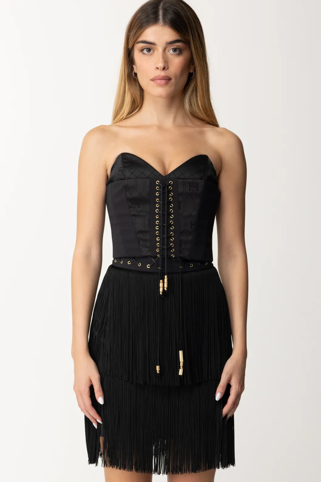 Elisabetta Franchi Top Bustier In CrêpeNERO