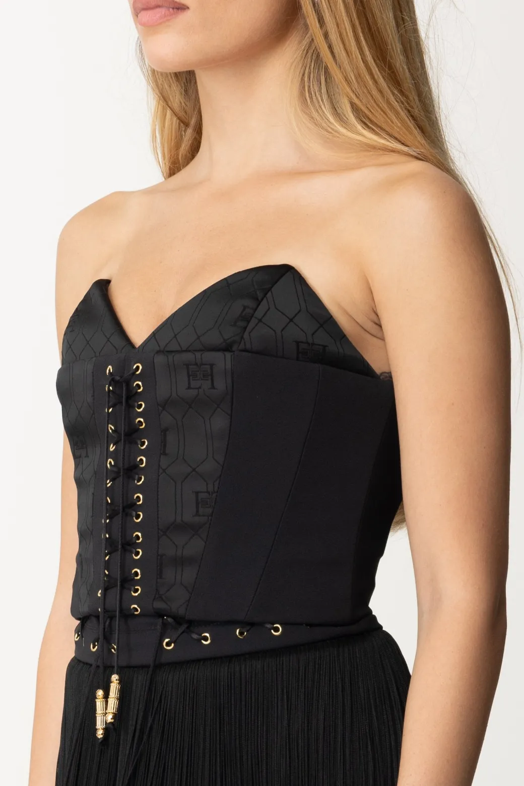 Elisabetta Franchi Top Bustier In CrêpeNERO