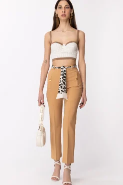 Elisabetta Franchi Top Bustier In Tweed e LurexAVORIO/TORTORA