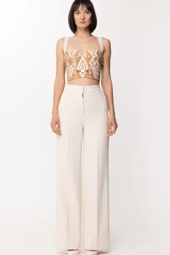 Elisabetta Franchi Top Bustier con Stampa EtnicaCARAMELLO/BURRO