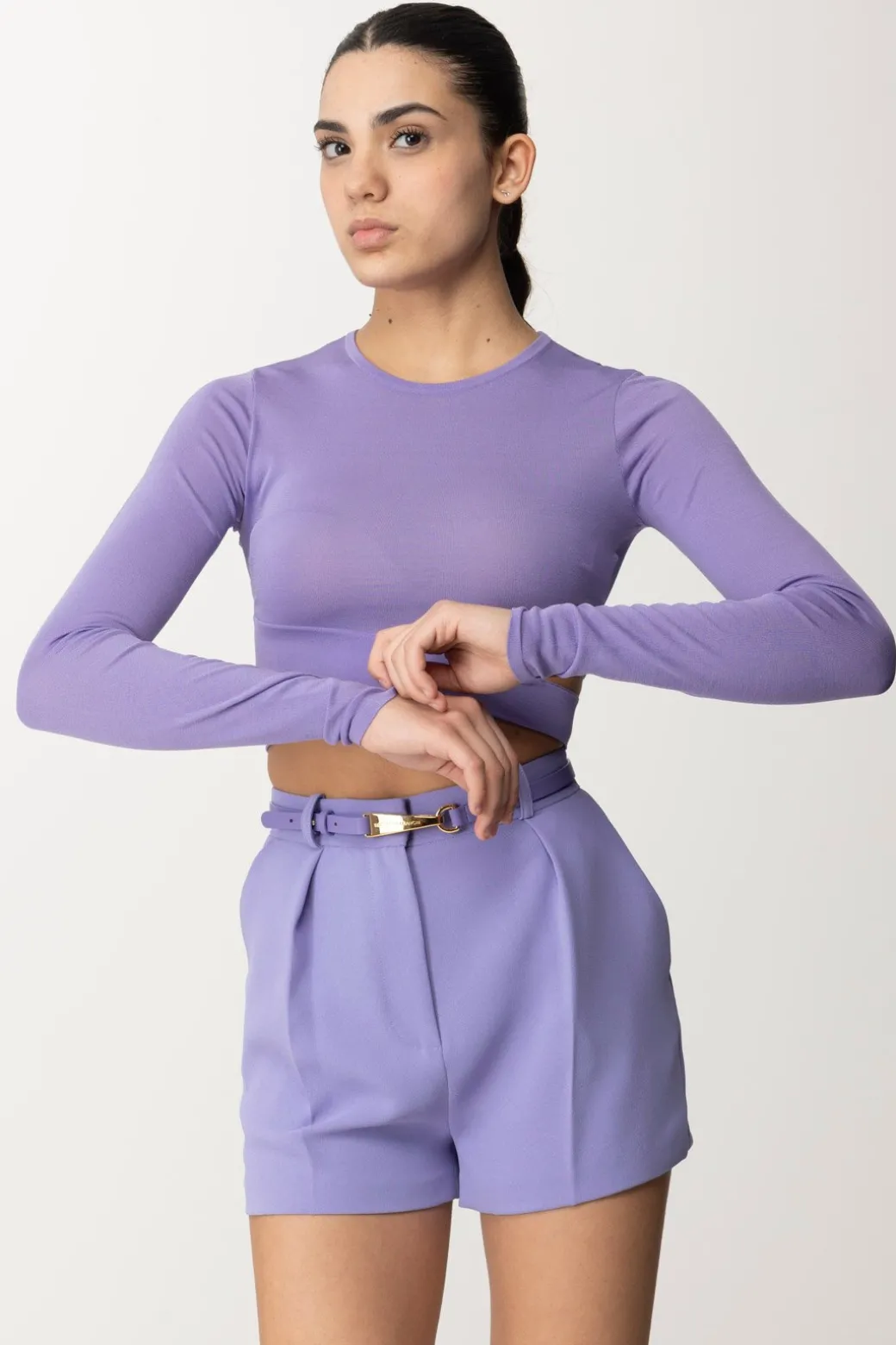 Elisabetta Franchi Top Crop In Maglia con Cut-outIRIS