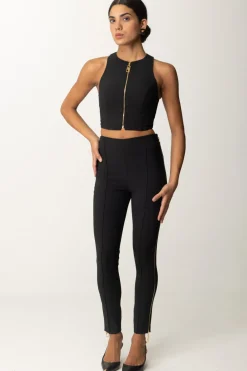 Elisabetta Franchi Top Crop con Zip FrontaleNERO