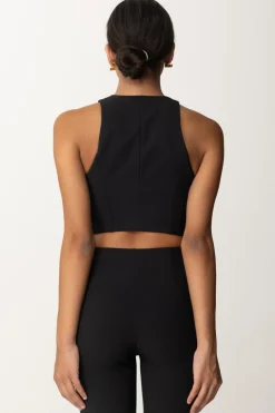 Elisabetta Franchi Top Crop con Zip FrontaleNERO