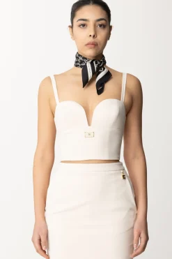 Elisabetta Franchi Top Crop Bustier con Placca SmaltataBURRO