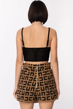 Elisabetta Franchi Top Crop In Punto UncinettoNERO