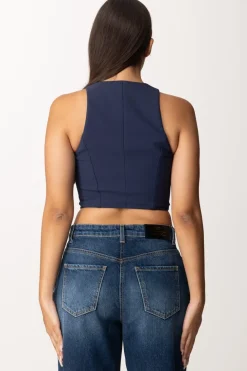 Elisabetta Franchi Top Crop con Zip FrontaleNAVY