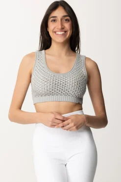 Elisabetta Franchi Top Crop In Rete con PaillettesPERLA