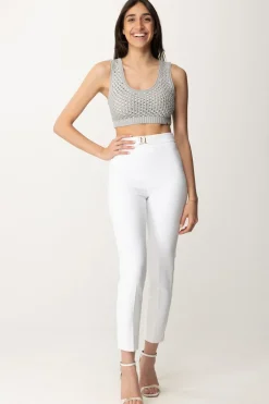 Elisabetta Franchi Top Crop In Rete con PaillettesPERLA