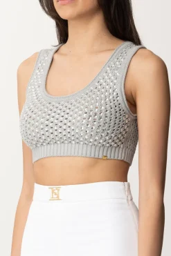 Elisabetta Franchi Top Crop In Rete con PaillettesPERLA