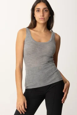 Elisabetta Franchi Top In Lana con LogoGRIGIO MELANGE