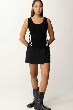 Elisabetta Franchi Top In Maglia con Bande LogateNERO/BURRO