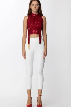 Elisabetta Franchi Top In Paillettes con FusciaccaRED VELVET