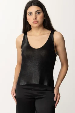 Elisabetta Franchi Top In Viscosa LucidaNERO