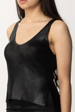Elisabetta Franchi Top In Viscosa LucidaNERO