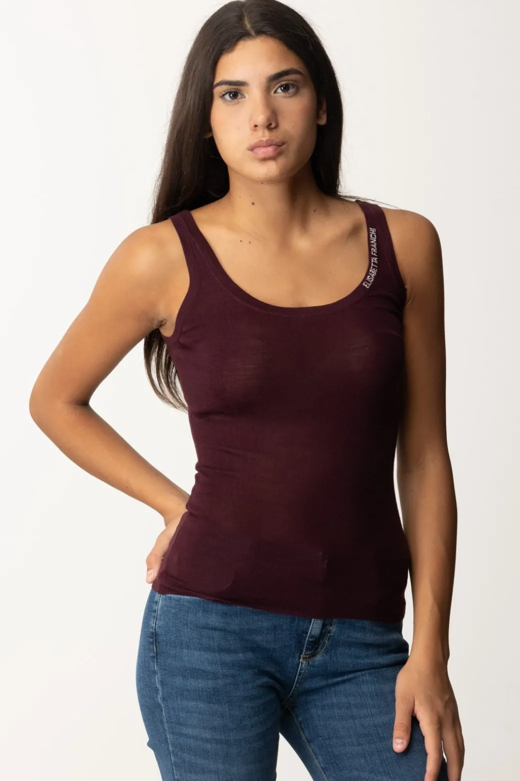 Elisabetta Franchi Top In Lana con LogoROUGE NOIR