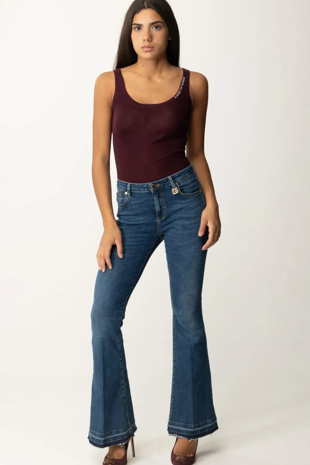 Elisabetta Franchi Top In Lana con LogoROUGE NOIR