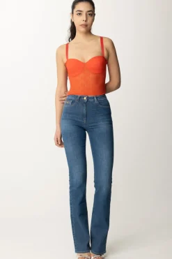 Elisabetta Franchi Top In Tulle con Stampa EfCORALLO