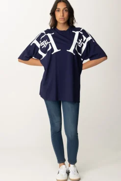 Elisabetta Franchi T-shirt Over con Maxi LogoNAVY
