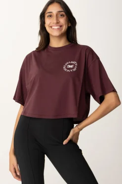 Elisabetta Franchi T-shirt Cropped con Stampa LogoROUGE NOIR
