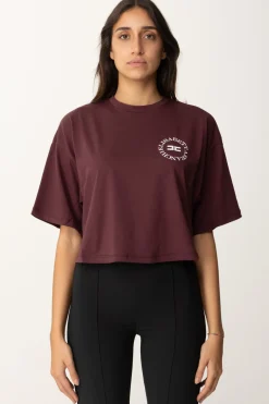 Elisabetta Franchi T-shirt Cropped con Stampa LogoROUGE NOIR