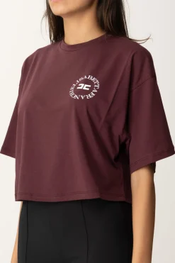 Elisabetta Franchi T-shirt Cropped con Stampa LogoROUGE NOIR