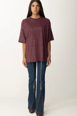 Elisabetta Franchi T-shirt Over con Stampa Logo LucidaROUGE NOIR