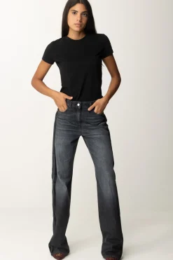 Elisabetta Franchi T-shirt con Ricamo Logo Sulla ManicaNERO