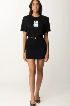 Elisabetta Franchi T-shirt con Patch 1998NERO