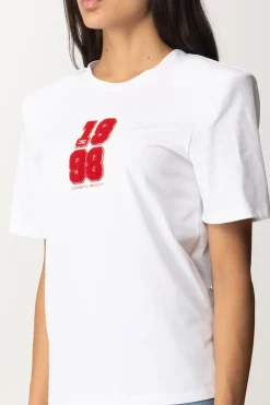 Elisabetta Franchi T-shirt con Patch 1998GESSO