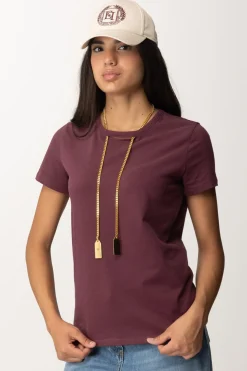 Elisabetta Franchi T-shirt In Jersey con CollanaROUGE NOIR