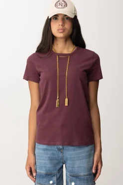 Elisabetta Franchi T-shirt In Jersey con CollanaROUGE NOIR