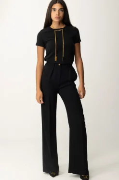 Elisabetta Franchi T-shirt In Jersey con CollanaNERO