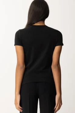 Elisabetta Franchi T-shirt In Jersey con CollanaNERO