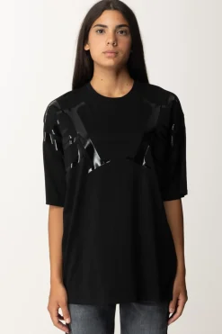 Elisabetta Franchi T-shirt Over con Maxi LogoNERO