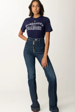Elisabetta Franchi T-shirt In Jersey con Stampa CollegeNAVY