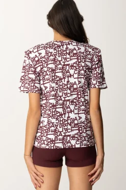 Elisabetta Franchi T-shirt con Logo Lettering PiccoloGESSO/ROUGE NOIR