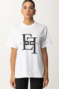 Elisabetta Franchi T-shirt con Maxi Stampa LogoGESSO/NERO