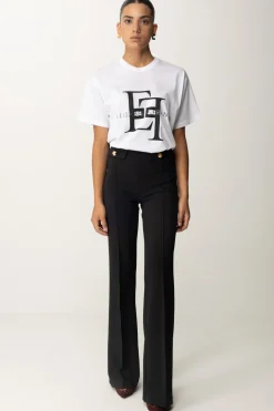 Elisabetta Franchi T-shirt con Maxi Stampa LogoGESSO/NERO